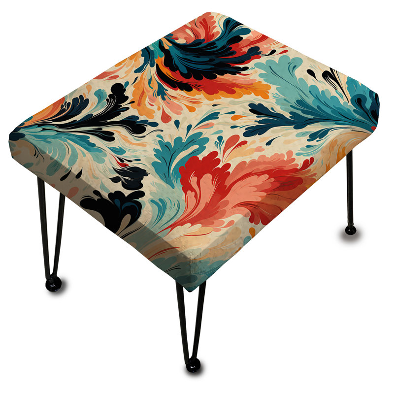 Ikat Artistry Mosaic Radiance - Repose-pieds rectangulaire abstrait