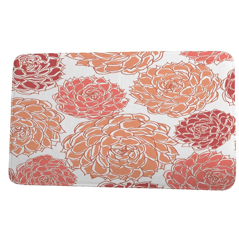 Memory Foam Non-Slip Bath Mat, Orange, 17" W x 24" L