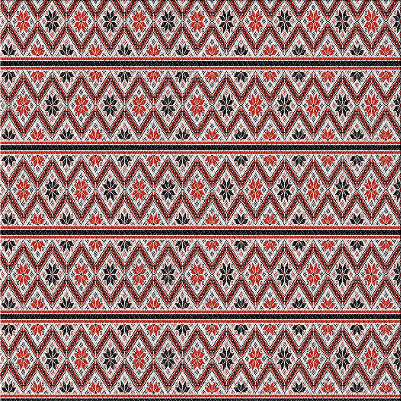 Tapis noir/rouge tissé à la machine, Carré 8 pi