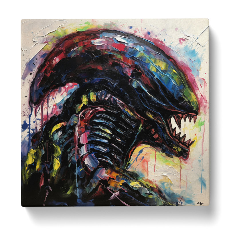 Alien Palette Knife Painting - Print, 35cm H x 35cm W x 3cm D