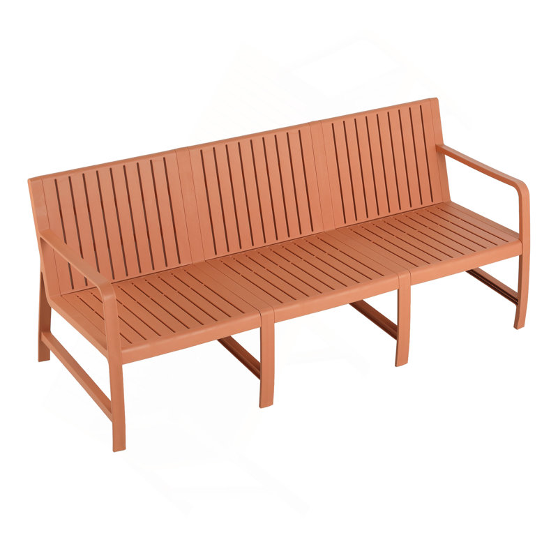 1-Piece Indoor/Outdoor Furniture 3-Seater Sofa Waterproof PP Material - Easy Assembly Patio Conversation Set, Apricot Brown