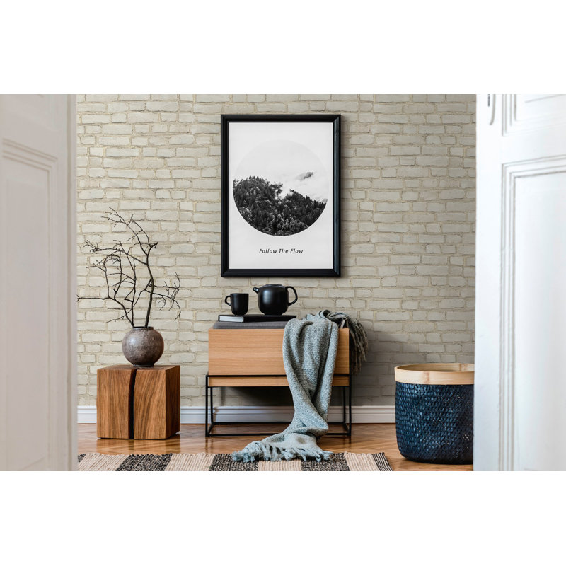 Bricks and More Collection Coastal Brick Effect Wallpaper Roll, Beige