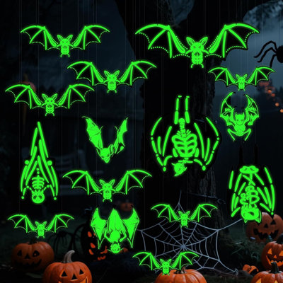 Weather Resistant Plastic Wall Mounted Halloween Bats Outdoor Decorative Mural