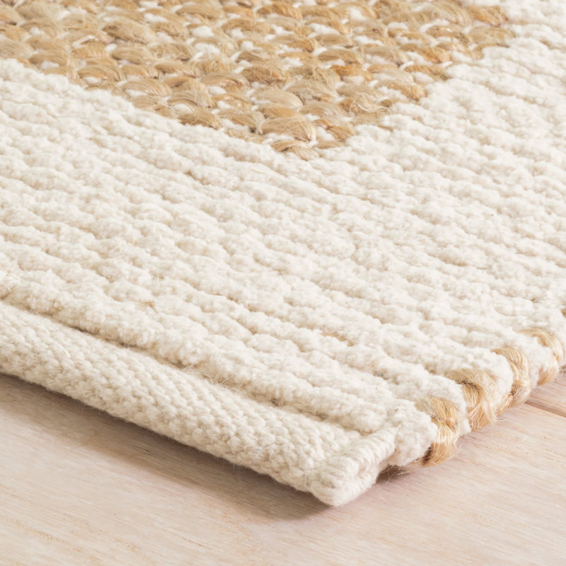 Milo Ivory Handwoven Jute/Cotton Rug, Rectangle 7'6" x 9'6"