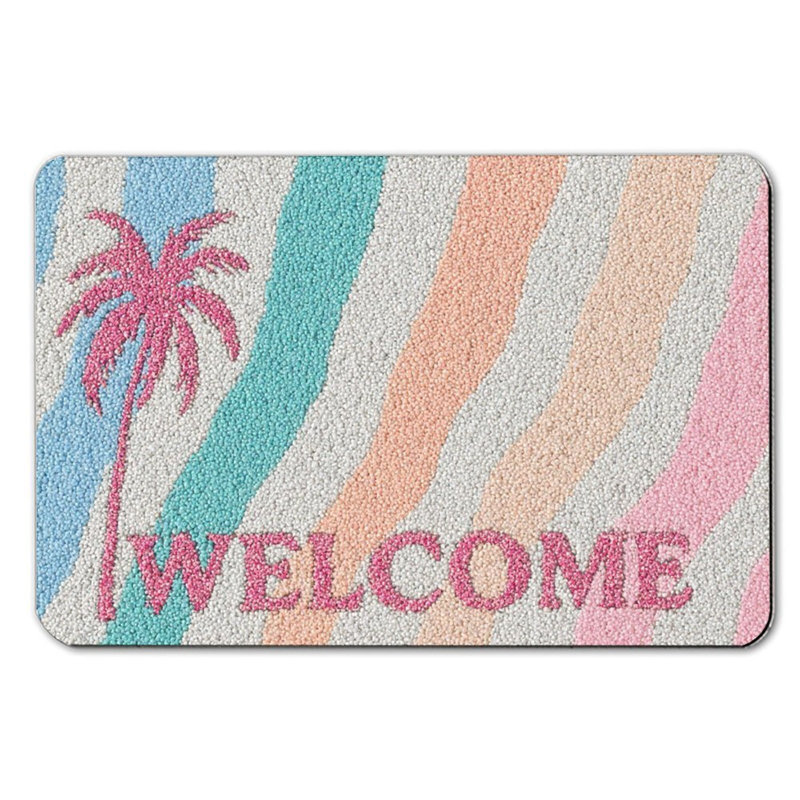 Tapis de bain Pink Palm Welcome, 16 x 24 po
