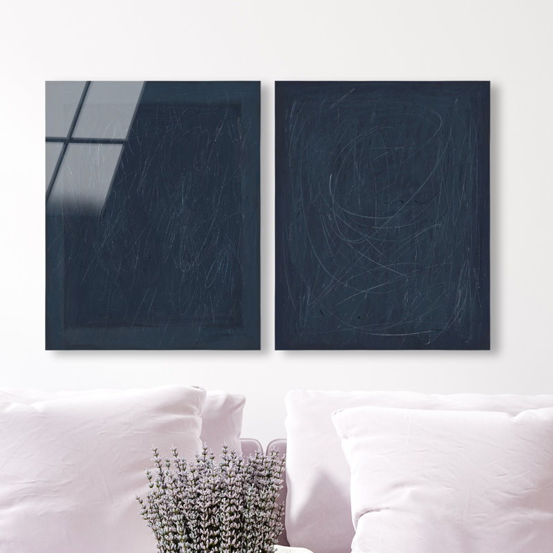 Deep Blue Set High-Gloss Frameless Acrylic Glass Wall Art Abstract Print by Oliver Gal, Ready to Hang, 16 x 20, 16"H x 20"W