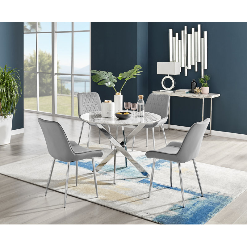 Eubanks 4 - Person Dining Set, Grey/Silver