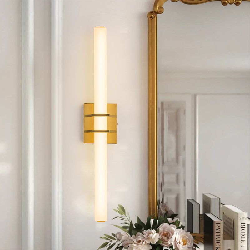 Dimmable Modern Linear Integrated LED Wall Sconce, Brass