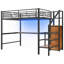 Lit mezzanine avec bureau, escalier de rangement-364990341