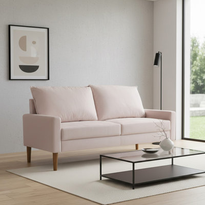 Modern Minimalist Velvet Upholstered Sofa, Sturdy Wood Frame Coil Spring Support Spacious 3-Seater Couch for Home Living Space