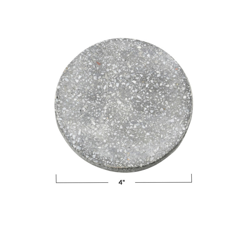 Devi Stone Round Coaster Set, Gray