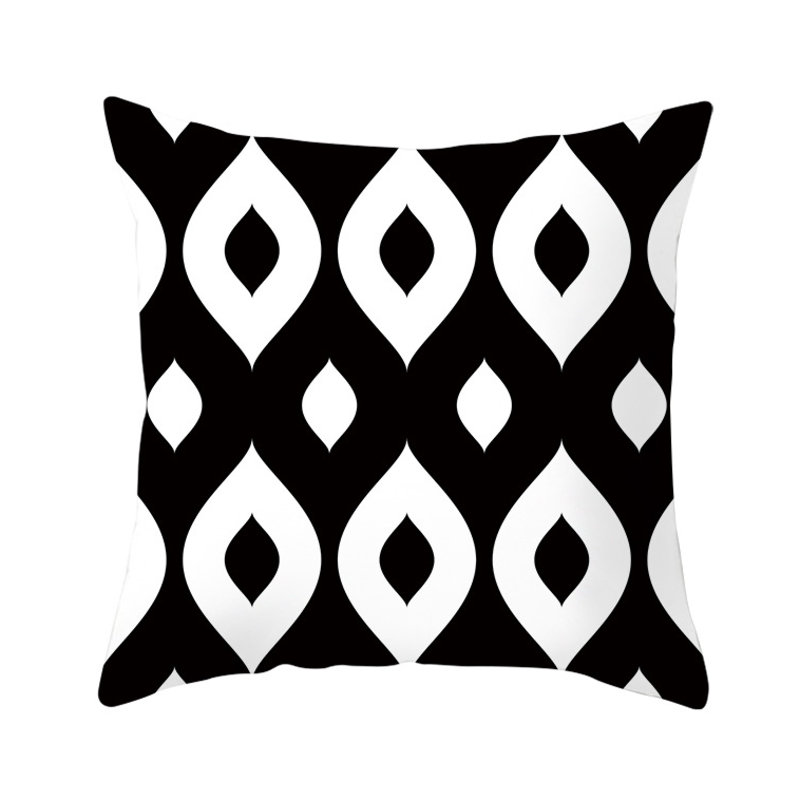 Ensemble de 4 housses de coussins avec insertions, Noir géométrique