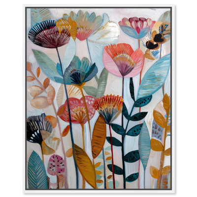 Garden of Whimsy III Canvas Print Bathroom Wall Decor by Art Remedy, White Frame, 20 x 24