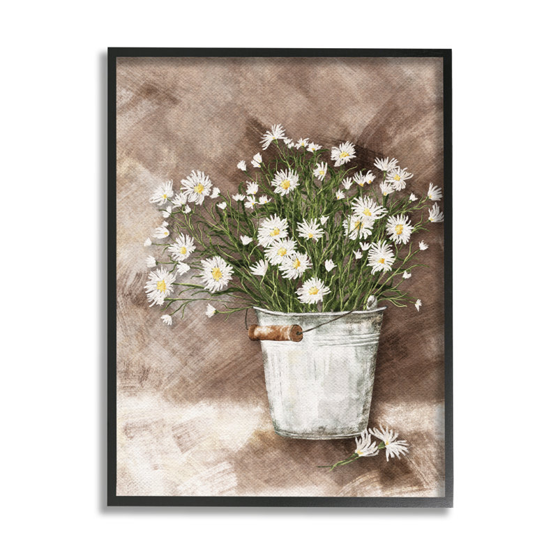 «Stupell Industries Daisies in Country Bucket», art mural sur toile par JJ Design House LLC, H 20 po x l 16 po x P 1,5 po