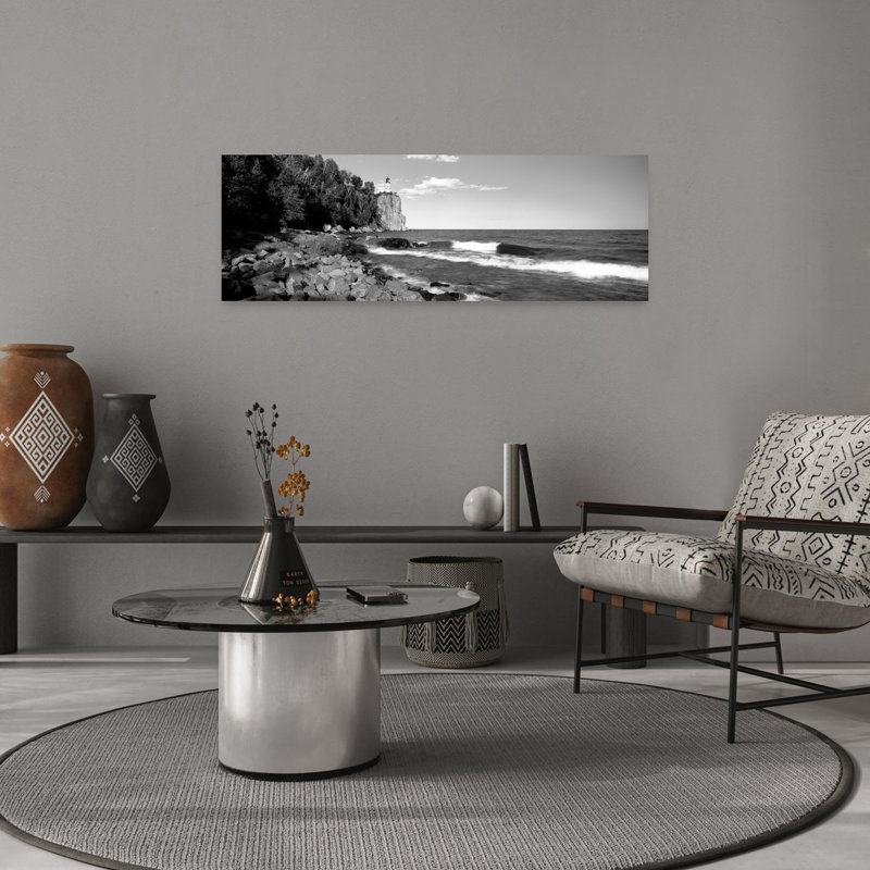 Lighthouse on a cliff Split Rock Lighthouse Lake Superior Minnesota USA 1 Piece Wrapped Canvas Panoramic Wall Art
