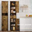 Armoire de rangement de 69 po de hauteur avec 2 portes de grange et 1 tiroir, unité de rangement étroite avec tablettes réglables, armoire de plancher pour salle de bain, salon, cuisine-1637605477