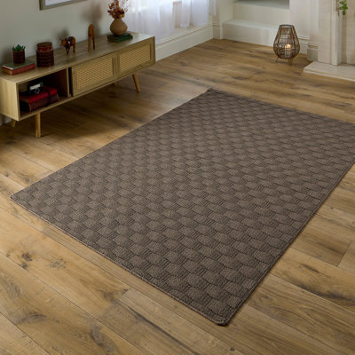 My Mat Sculptured Washable Basketweave Mink Rug