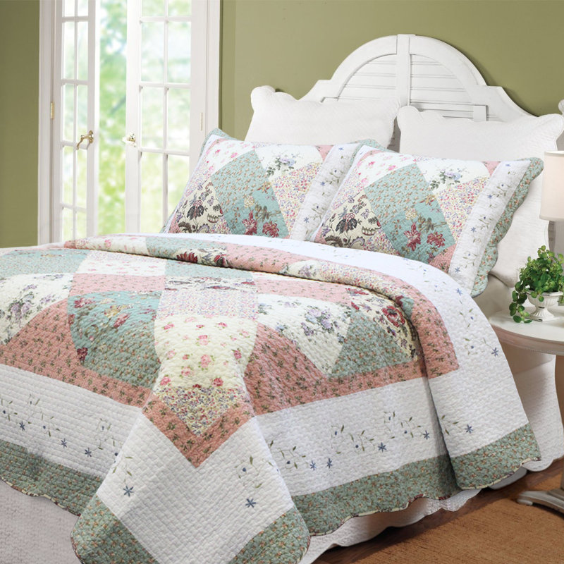 Celia Country/Cottage Cotton Quilt, Twin Quilt + 1 Standard Sham