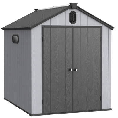 6*8Ft Resin Plastic Storage Shed For Backyard Garden Big Spire Tool Storage