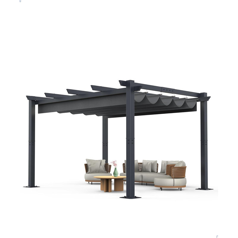8,5 pi L Pergola en aluminium avec auvent, Gris
