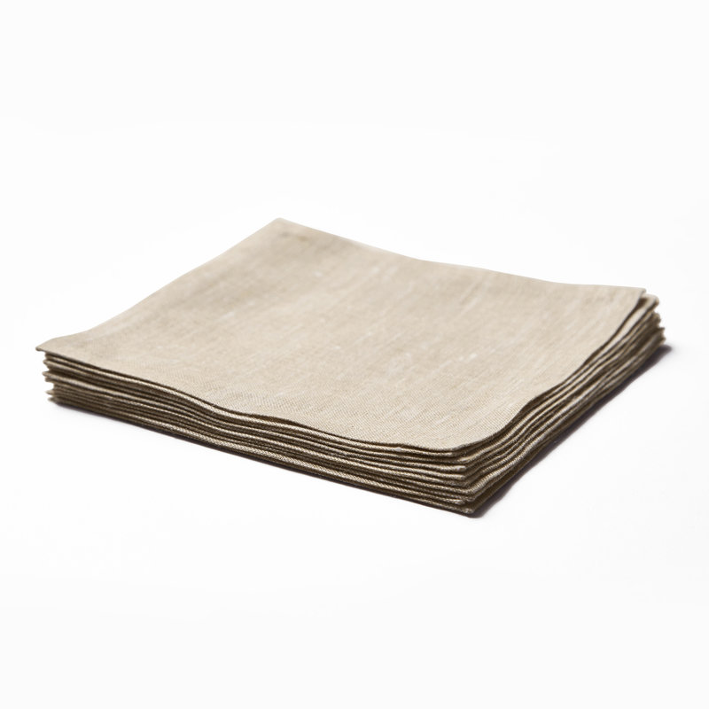 100% Pure Linen Cocktail Napkins - Athena, Champagne Beige