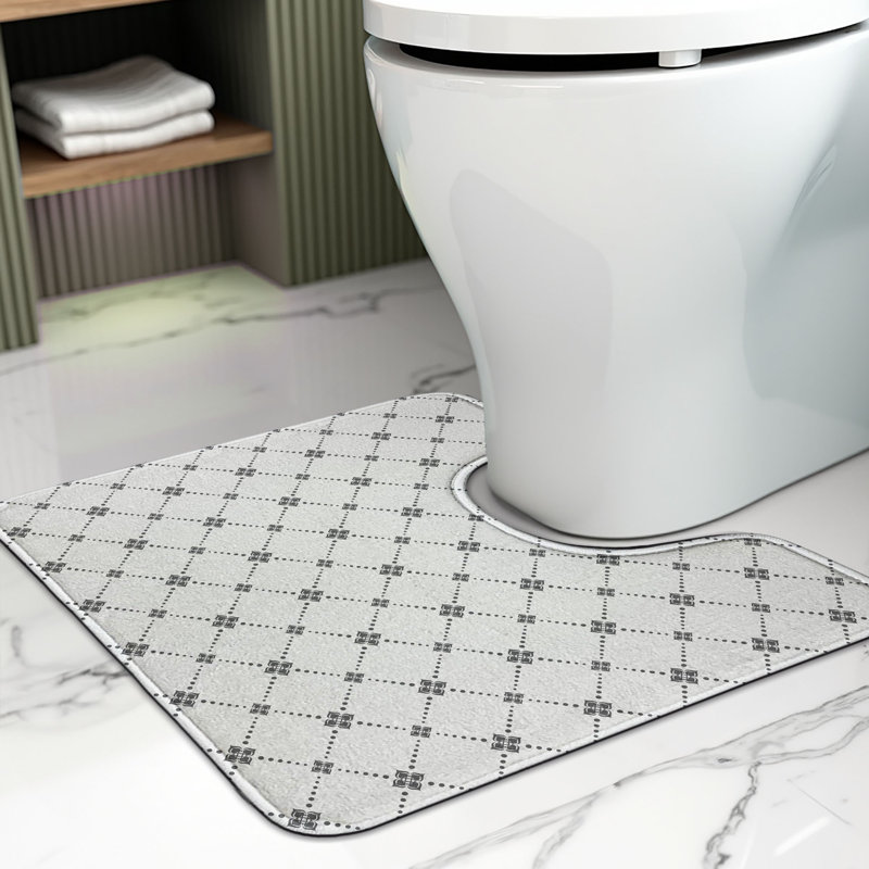 Tapis de salle de bain géométrique en U 20 po blanc et gris