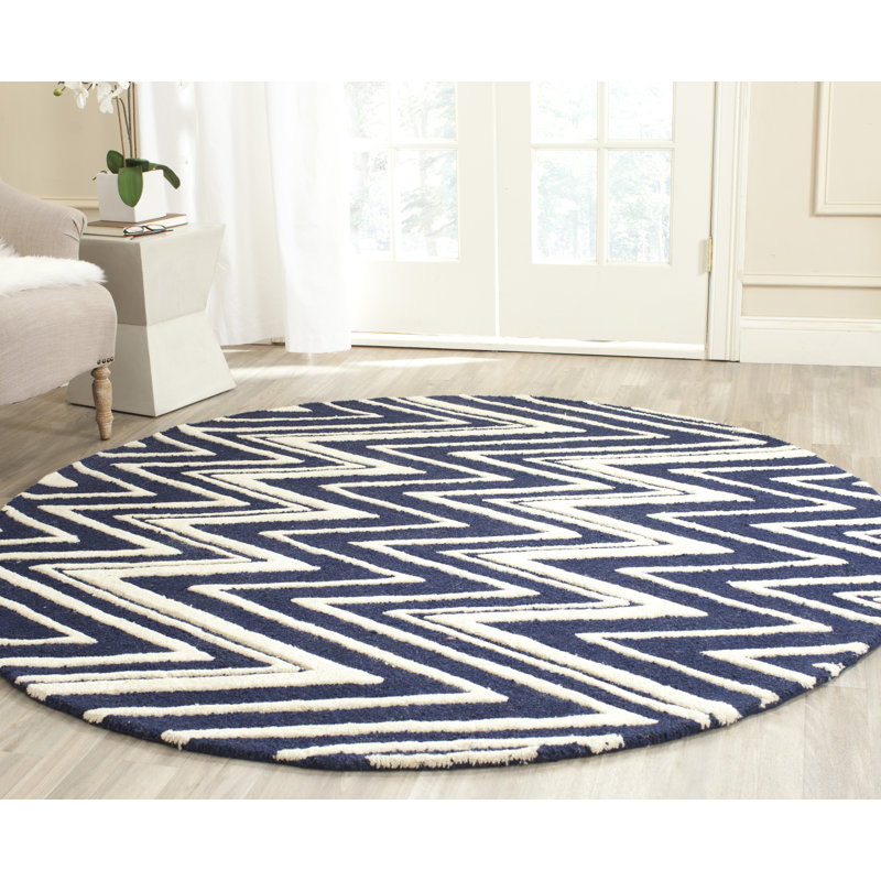 Tapis en laine touffeté à la main Sanyla, Rond 6 pi