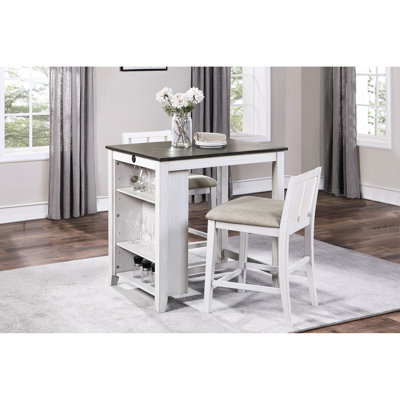 Table haute de salle à manger avec assise en bois d'ingénierie plaquée et recouverte de tissu brun