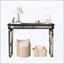 Console rétro vintage à grain de bois sculpté avec miroir noir pour l'entrée, le canapé et le décor du salon