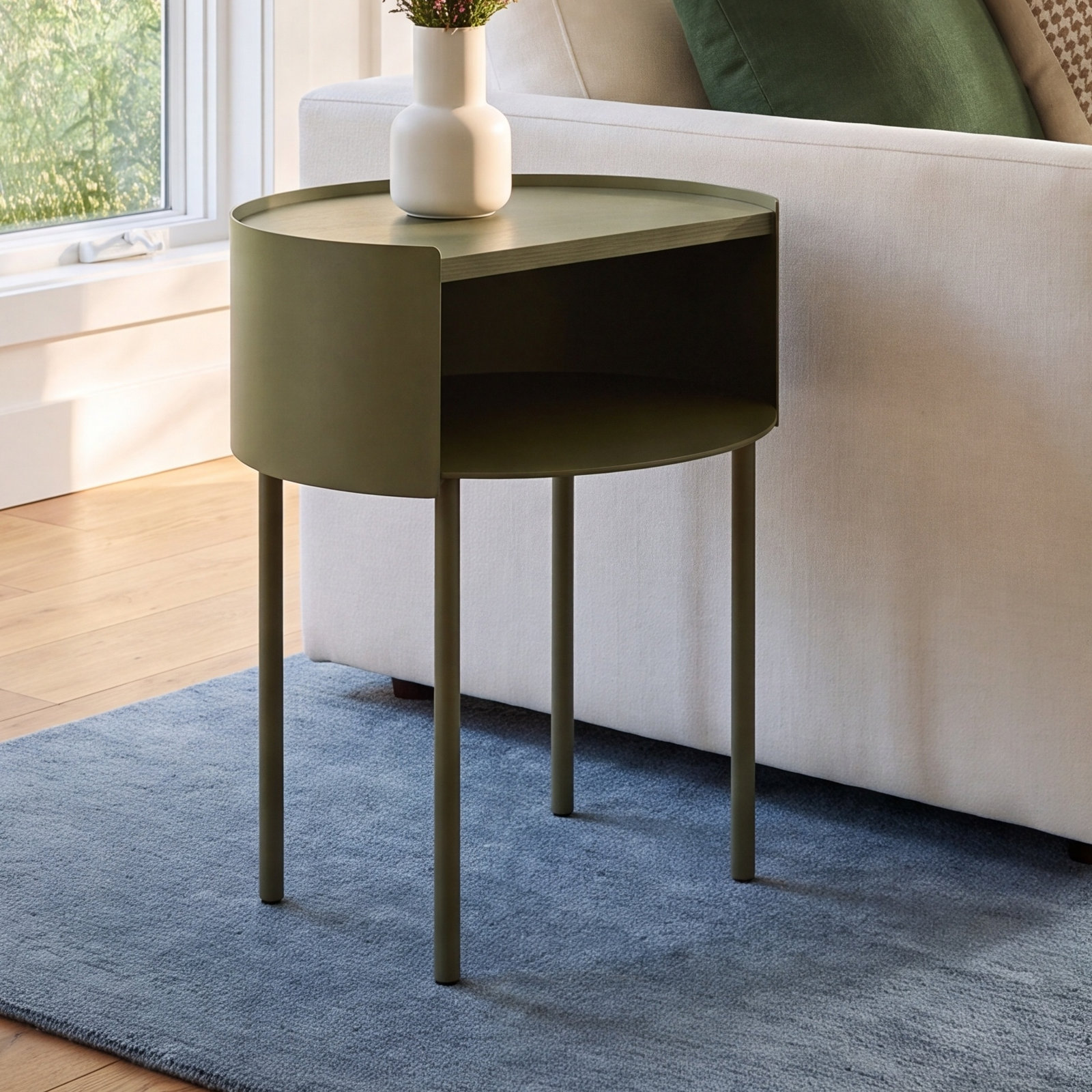 Li'l Something Solid Wood Single End Table, Dark Olive