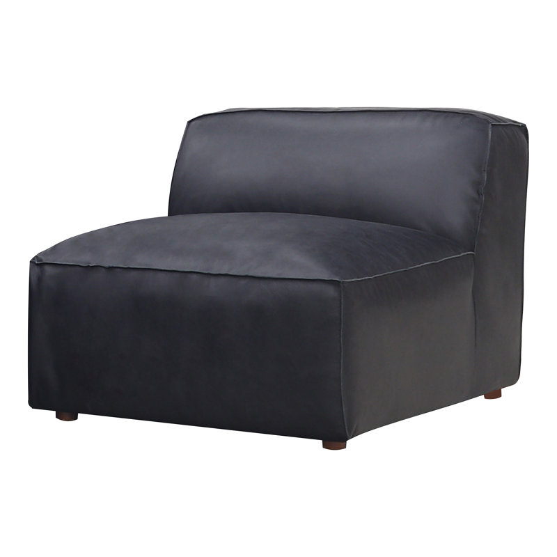 Foley Genuine Leather Slipper Chair, Black Top Grain Leather