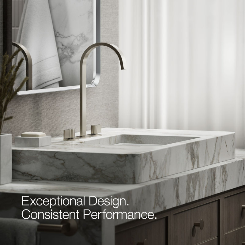 Components Bathroom Sink Spout With Ribbon Design, Vibrant Brushed Nickel