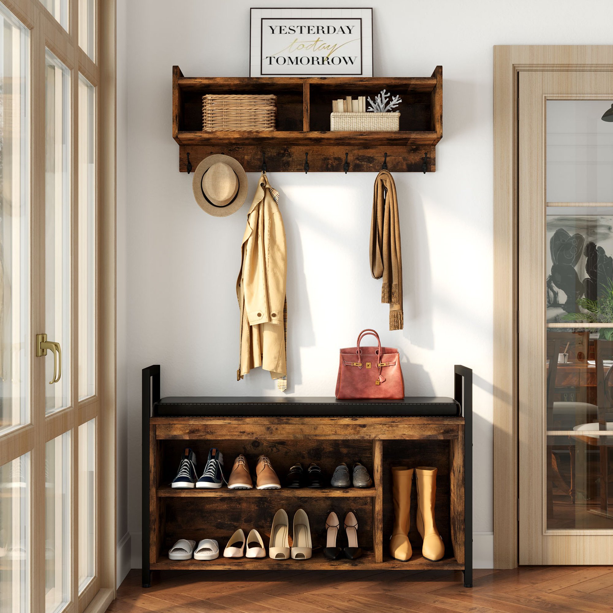 The Twillery Co.® Marshallville Hall Tree with Bench and Shoe Storage ...