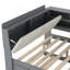 Lit plateforme en bois avec lit gigogne, tablettes et tête de lit, gris