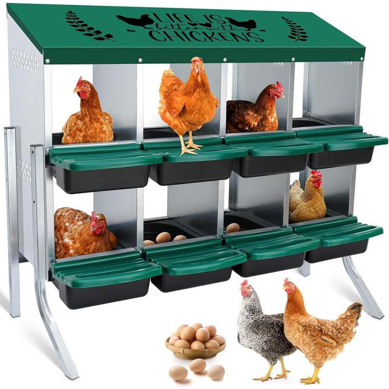 Boîtes de nidification à 8 trous pour poulets: réglable en hauteur avec perchoir, peut accueillir de 8 à 32 poulets