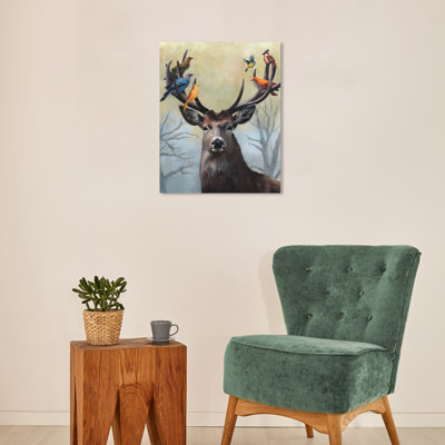 Mignon cerf avec oiseaux par Wynwood Studio