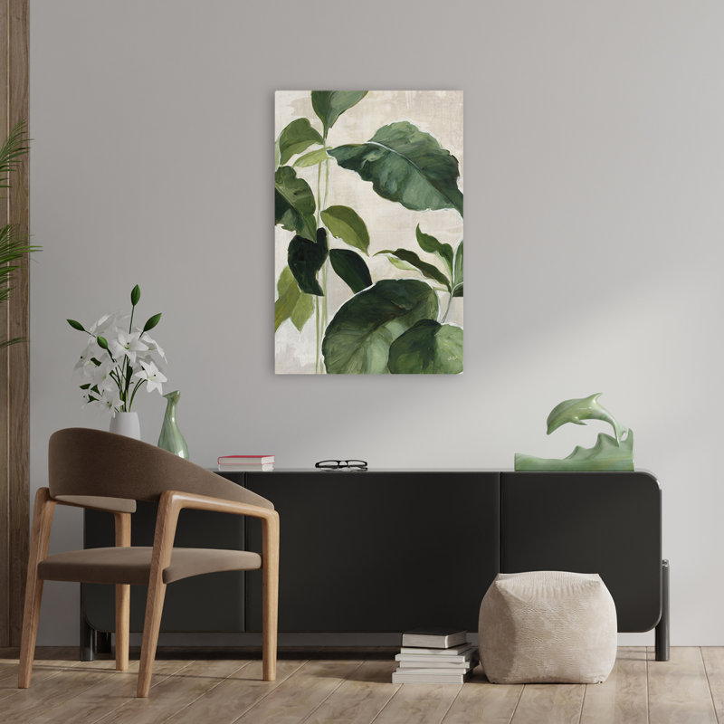 Botanique et crème, étude tropicale II, art, H 36 po x l 24 po