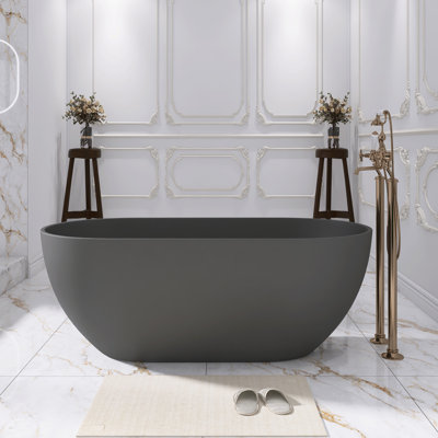 59 " L x 29.5 " W Freestanding and Mounting / Installation Required Soaking Solid Surface Bathtub