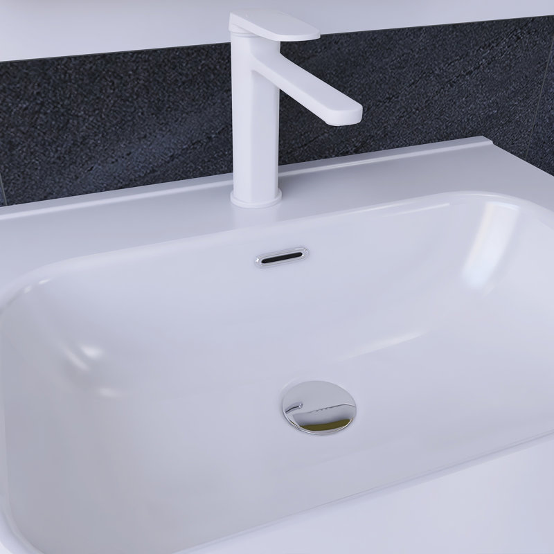 24 In. Stylish Wall-Mounted Bathroom Vanity With Ceramic Basin, Black