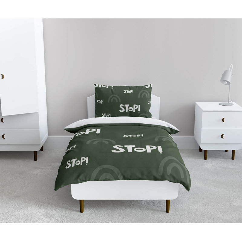 Stop Colorized Decorative Lightweight Comforter Set, Green/White
