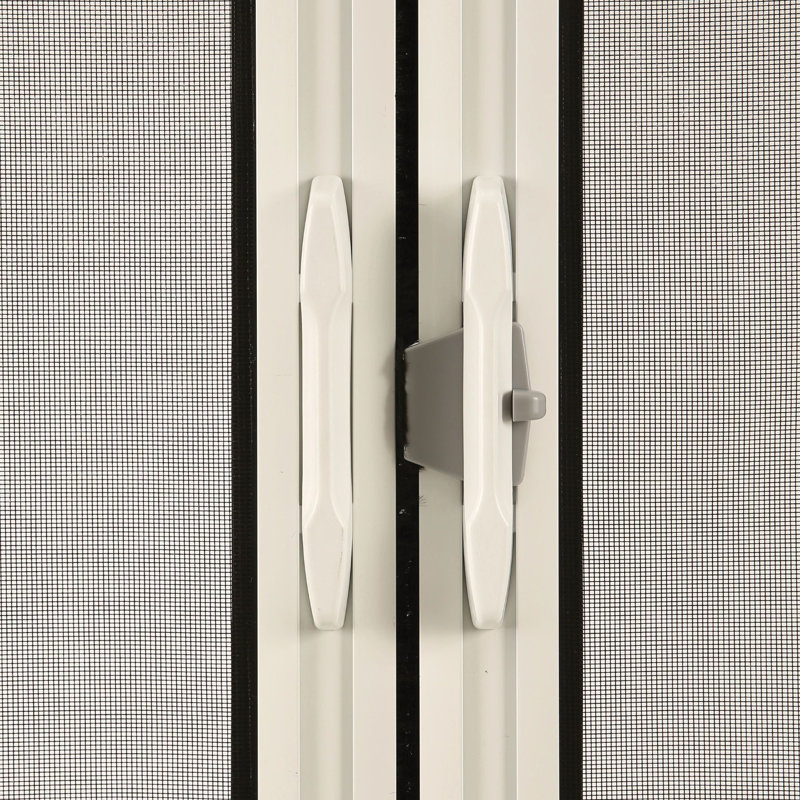 White Aluminum Full-View Retractable Double Screen Door 72" x 80"