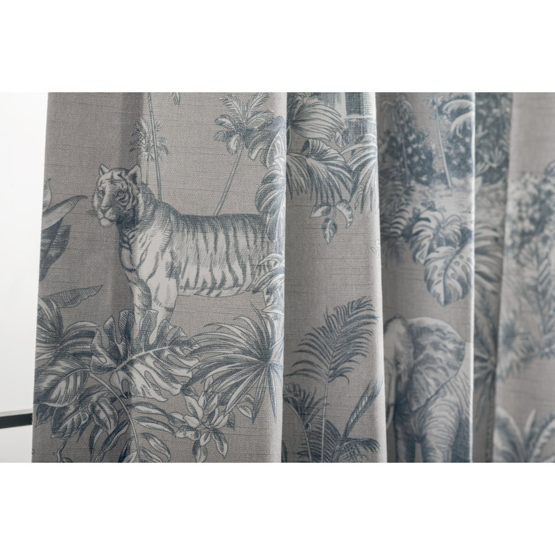 Panneau de rideau simple semi-diaphane avec passe-tringle 100% coton, L 50 po x L 84 po, Bleu