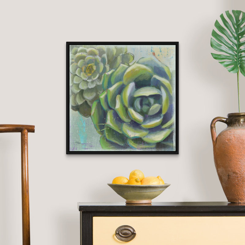 Succulents II, art mural sur toile, H 20 po x l 20 po x P 1,75 po, Toile avec cadre noir