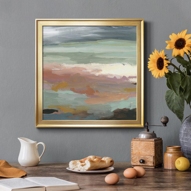 Océan bluff - peinture sur toile encadrée, Toile dorée, H 34,5 po x l 34,5 po x P 1,5 po