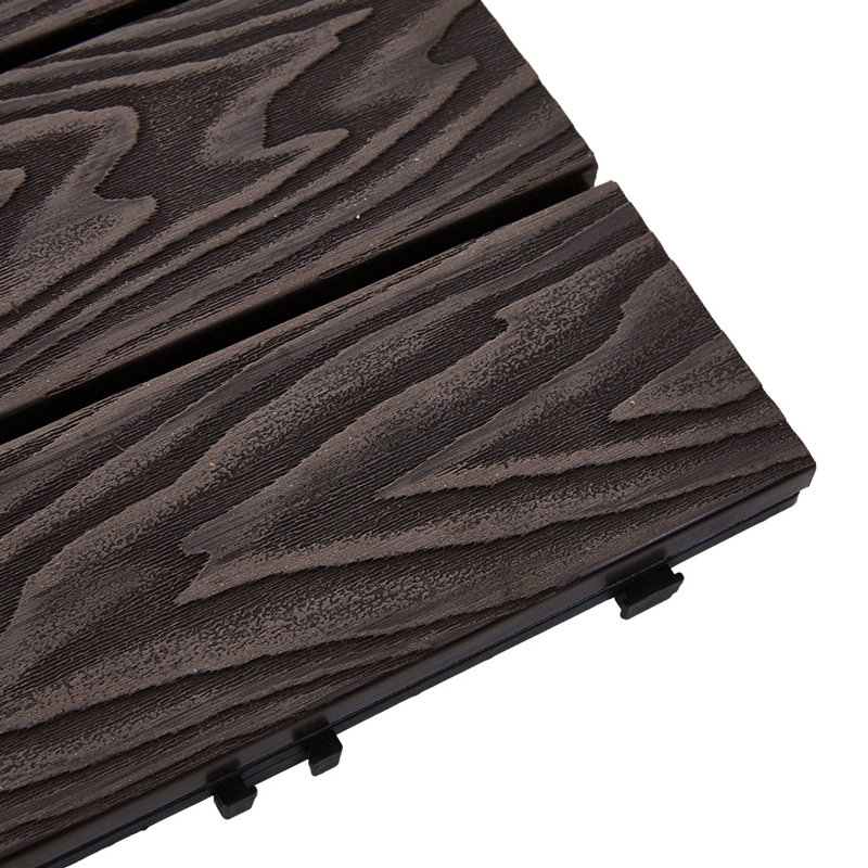 Living and Home 30 cm L x 30 cm W Plastic Deck Tile Kit, Dark Brown