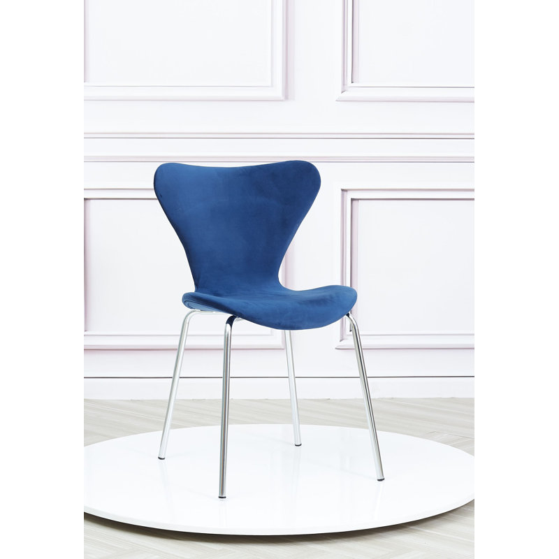 Shelby 47cm H Velvet Upholstered Side Chair, Navy Blue