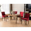 Paire de chaises de salle à manger Ultra Side, revêtement en tissu épais, structure en bois massif, finitions bronze, rouge bordeaux, dossier haut confortable, pieds réglables, collection Nuance Flair 2 pièces, style américain.