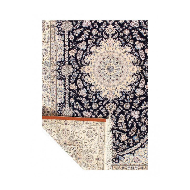 Navy blue Nain silk & wool 6'5"X 9'6"