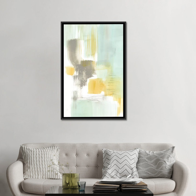 « spa aquarelle abstract ii », impression sur toile, H 26 po x l 18 po x P 1,5 po, Toile avec cadre noir, Pas de tapis