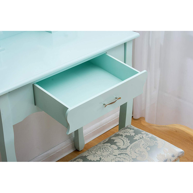 Condit Dressing Table with Mirror, Duck Egg